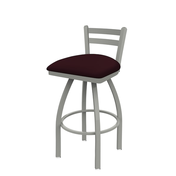 25" Low Back Swivel Counter Stool, Nickel Finish, Canter Bordeaux Seat